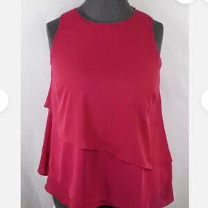 NWT White House Black Market Sleeveless Women's Tiered Blouse | Dark Pink | 24W